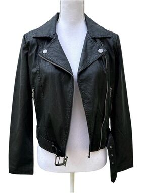 Arizona Jean Co / Black Faux Leather Y2K Biker Jacket / Extra Small / Bikercore